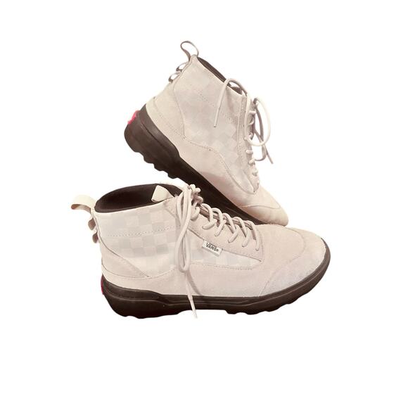 VANS Other - VANS UNISEX COLFAX CHECKERBOARD BOOTS MENS 6.5 WOMENS 8 CREAM SUEDE BLACK Lace